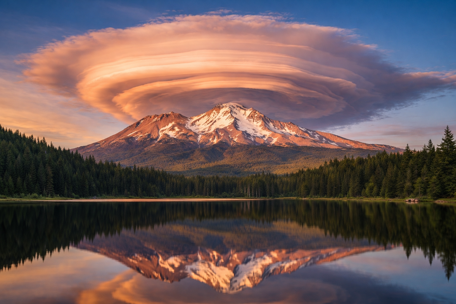 Vista rosada de Mount Shasta